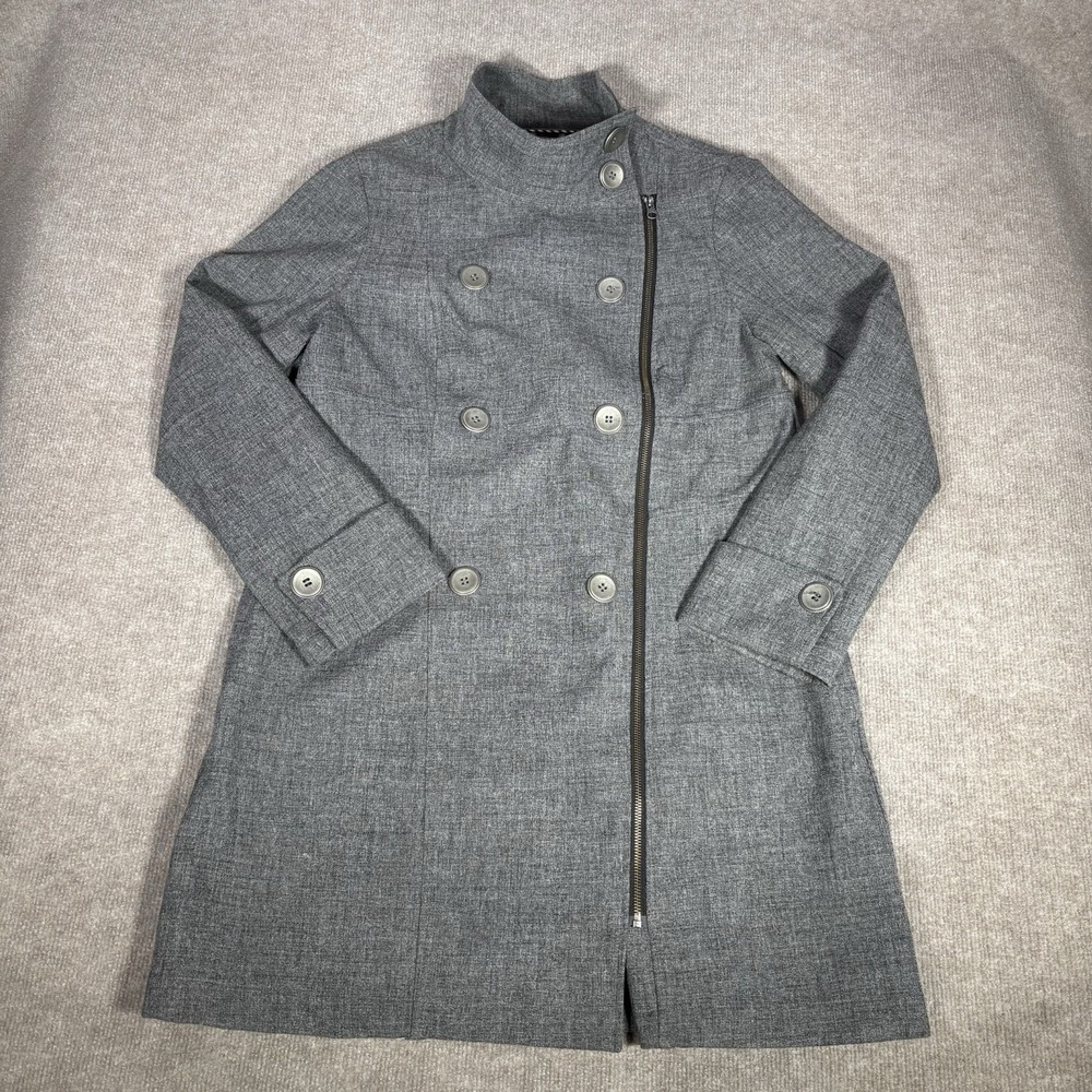 Prana Jacket Womens XL Heather Gray Peacoat  Asymmetrical Zip‎ Pockets